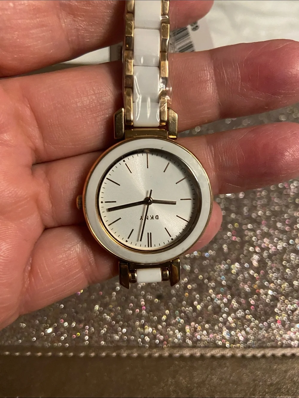 DKNY Rose Gold and White Ceramic Women's Bracelet Watch